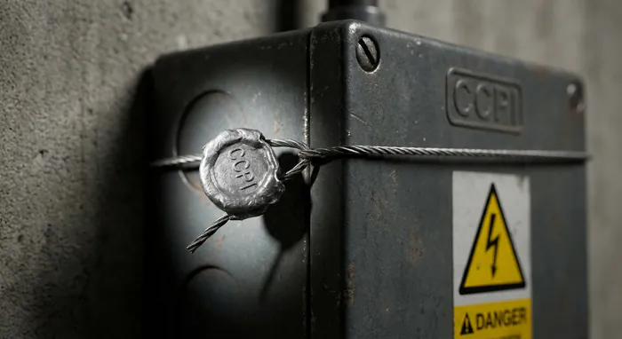 Enlever fusible avant compteur EDF : Risques et Règles - Fusible EDF : Les 3 dangers mortels à connaître - Peut-on enlever le fusible avant compteur EDF ? Réponse Gros plan sur un boîtier de fusibles CCPI avec symbole de danger électrique.