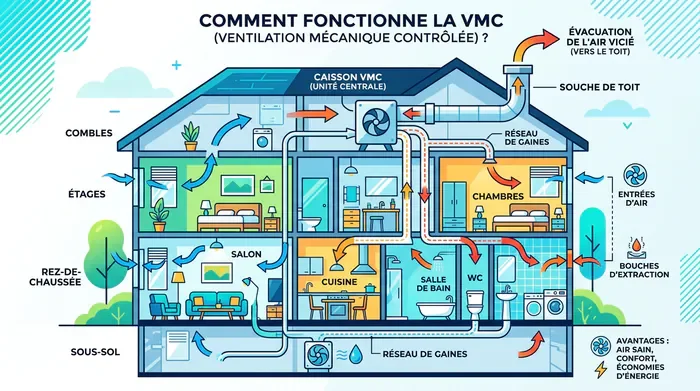 VMC sous-sol enterré : Top solutions - 3 secrets pour assainir un sous-sol - Sous-sol humide ? Quelle VMC choisir ? Vue d'un sous-sol moderne et sain grâce à une ventilation efficace.